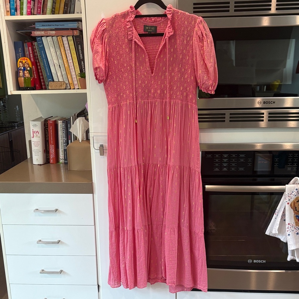 Wyse pink  Ruffled Women's Dress
